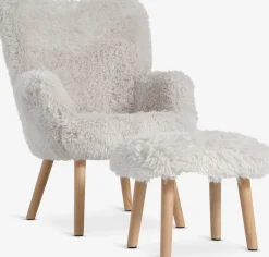 Sillones>JYSK HVILSTEDSillón HVILSTED con reposapiés felpa blanco crudo/natural