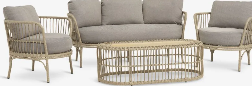 Conjuntos Mesa Y Sillas De Jardín|Muebles De Jardín>JYSK ILLERUPConjunto muebles jardín ILLERUP 4,5 plazas natural