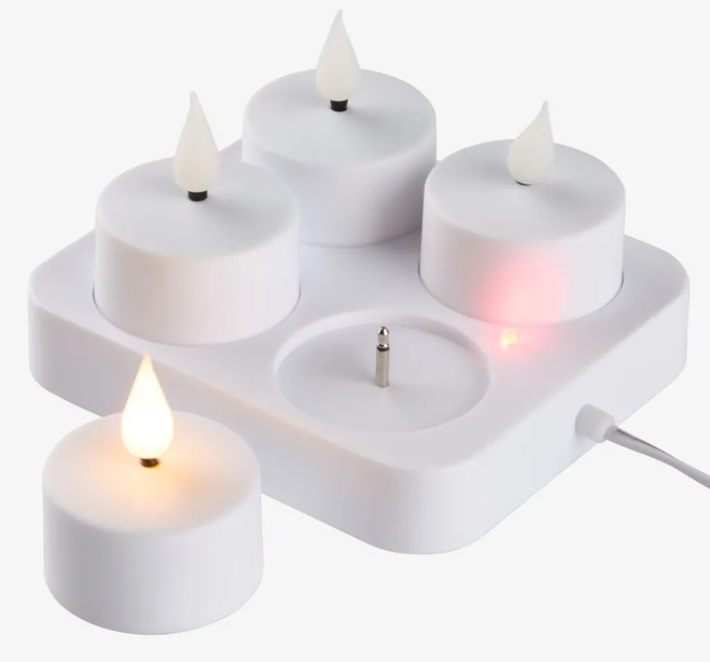 Velas LED>JYSK JANSSONVelas pequeñas LED JANSSON blanco/negro con cargador