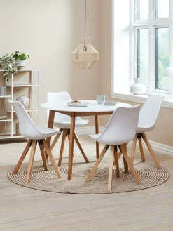 Mesas De Comedor|Conjuntos De Comedor>JYSK JEGIND + BLOKHUSMesa JEGIND Ø105 blanco + 4 sillas BLOKHUS blanco Blanco+Natural