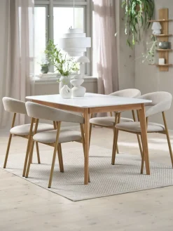Mesas De Comedor|Conjuntos De Comedor>JYSK JEGIND + EJSINGMesa JEGIND L130 blanco + 4 sillas EJSING beis/roble natural