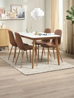 Mesas De Comedor|Conjuntos De Comedor>JYSK JEGIND + JONSTRUPMesa JEGIND L130 blanco + 4 sillas JONSTRUP marrón