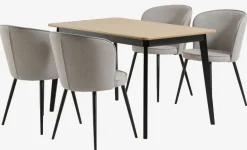 Mesas De Comedor|Conjuntos De Comedor>JYSK JEGIND + RISSKOVMesa JEGIND L130 roble/negro + 4 sillas RISSKOV gris claro