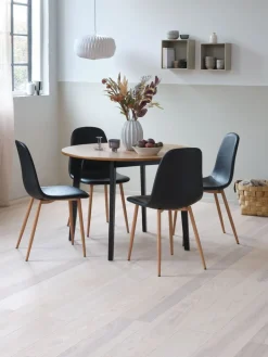 Mesas De Comedor>JYSK JEGINDMesa de comedor JEGIND Ø105 roble natural/negro Roble natural+Negro