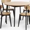 Mesas De Comedor|Conjuntos De Comedor>JYSK JEGINDMesa JEGIND Ø105 roble natural + 4 sillas JEGIND roble/negro