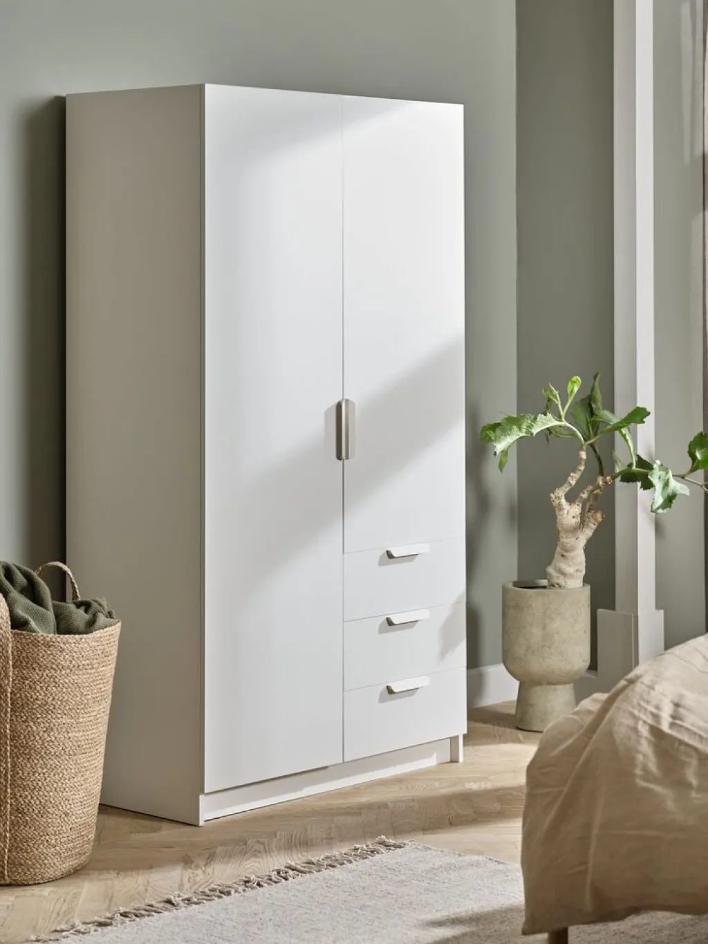 Armarios|Todos Los Armarios>JYSK JENSLEVArmario JENSLEV 96x176 2 puertas 3 cajones Blanco