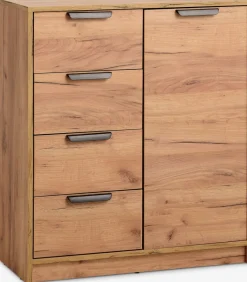 Cómodas|Cómodas>JYSK JENSLEVCómoda 4 cajones 1 puerta JENSLEV Roble salvaje natural