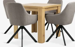 Mesas De Comedor|Conjuntos De Comedor>JYSK JUNGEN + ROSTRUPMesa JUNGEN L80/160 roble cálido + 4 sillas ROSTRUP arena