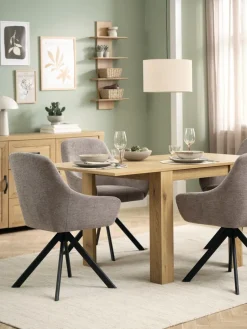 Mesas De Comedor|Conjuntos De Comedor>JYSK JUNGEN + ROSTRUPMesa JUNGEN L80/160 roble cálido + 4 sillas ROSTRUP arena