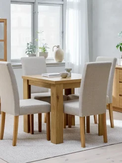 Mesas De Comedor|Conjuntos De Comedor>JYSK JUNGEN + TUREBYMesa JUNGEN L80/160 roble cálido + 4 sillas TUREBY beis