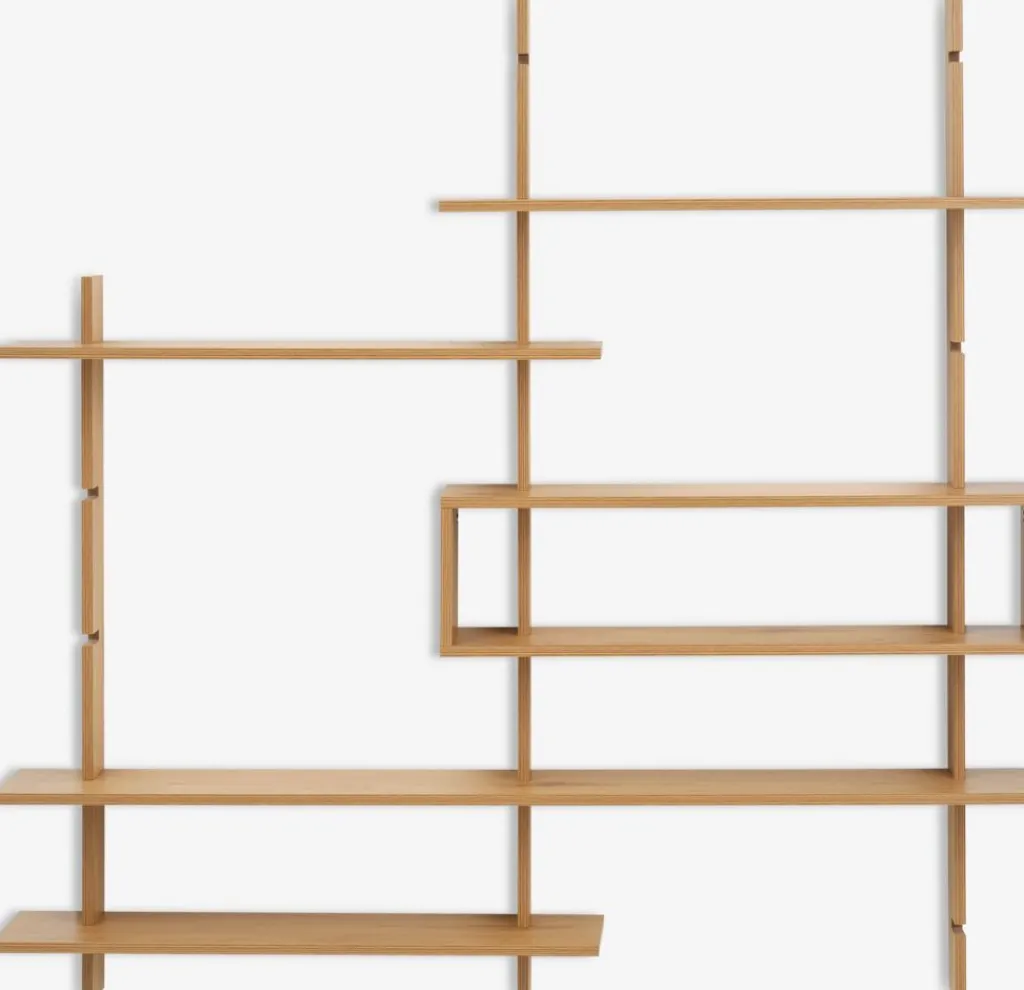 Baldas|Baldas>JYSK KARLEBYMueble pared KARLEBY 6 estantes regulables color roble cálid