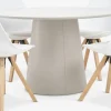 Mesas De Comedor|Conjuntos De Comedor>JYSK KLIPLEV + BLOKHUSMesa KLIPLEV Ø120 travertino + 4 sillas BLOKHUS blanco