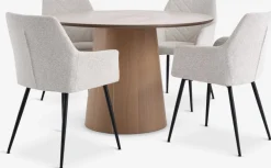 Mesas De Comedor|Conjuntos De Comedor>JYSK KLIPLEV + PURHUSMesa KLIPLEV Ø120 roble natural+4 sillas PURHUS blanco crudo