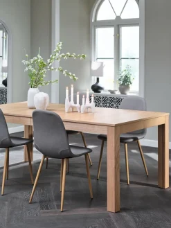 Mesas De Comedor|Conjuntos De Comedor>JYSK KORSKRO + JONSTRUPMesa KORSKRO L200/326 roble natural + 4 sillas JONSTRUP gris