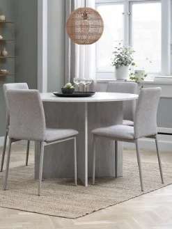 Mesas De Comedor|Conjuntos De Comedor>JYSK KRONDAL + BRANDEMesa KRONDAL Ø110 travertino + 4 sillas BRANDE beis