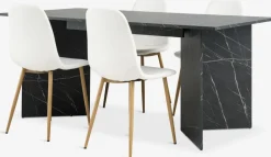 Mesas De Comedor|Conjuntos De Comedor>JYSK KRONDAL + JONSTRUPMesa KRONDAL L180 mármol + 4 sillas JONSTRUP blanco Blanco+Roble natural