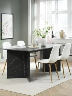 Mesas De Comedor|Conjuntos De Comedor>JYSK KRONDAL + JONSTRUPMesa KRONDAL L180 mármol + 4 sillas JONSTRUP blanco Blanco+Roble natural