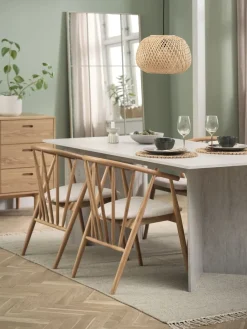 Mesas De Comedor|Conjuntos De Comedor>JYSK KRONDAL + LYKSBORGMesa KRONDAL L180 travertino + 4 LYKSBORG roble natural