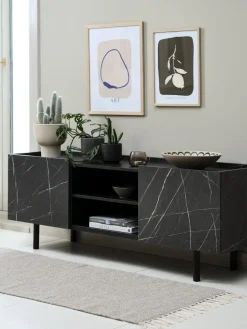 Muebles De TV>JYSK KRONDALMueble TV KRONDAL 2 puertas color mármol/negro