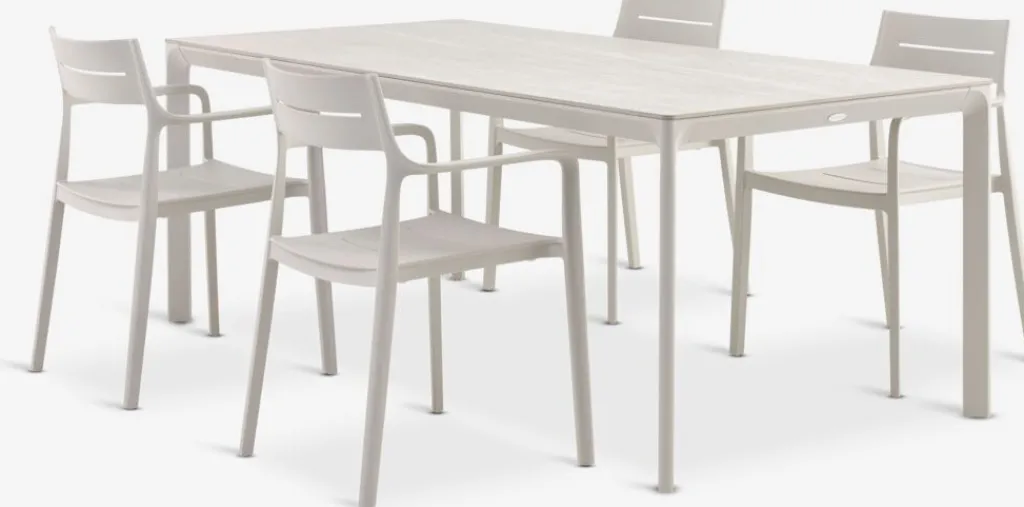 Conjuntos Mesa Y Sillas De Jardín>JYSK KUMLA + INGSTRUPMesa KUMLA L200 + 4 sillas INGSTRUP beis Beige