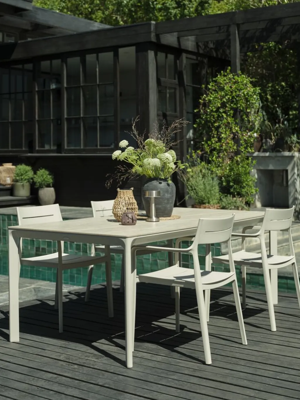 Conjuntos Mesa Y Sillas De Jardín>JYSK KUMLA + INGSTRUPMesa KUMLA L200 + 4 sillas INGSTRUP beis Beige