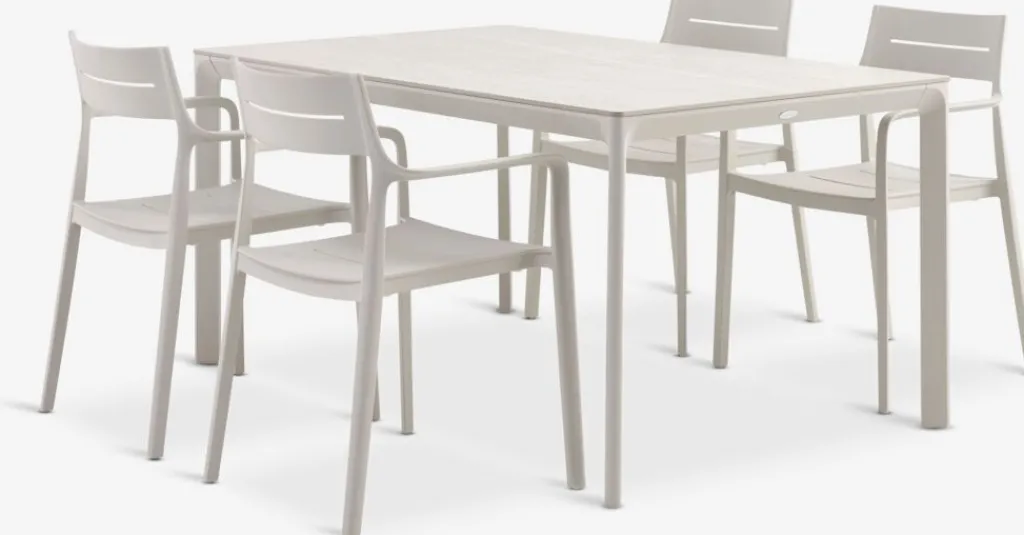 Conjuntos Mesa Y Sillas De Jardín>JYSK KUMLA + INGSTRUPMesa KUMLA L150 + 4 sillas INGSTRUP beis Beige