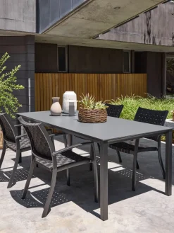 Conjuntos Mesa Y Sillas De Jardín>JUTLANDIA LANGET + GLOMFJORDMesa LANGET L207 + 4 sillas GLOMFJORD negro