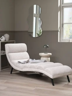 Divanes Cama>JYSK LINDELSESillón chaise longue LINDELSE felpa beis/negro