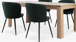 Mesas De Comedor|Conjuntos De Comedor>JYSK LINTRUP + RISSKOVMesa LINTRUP L190/280 roble + 4 RISSKOV terciopelo verde Verde oscuro+Negro