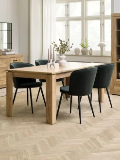 Mesas De Comedor|Conjuntos De Comedor>JYSK LINTRUP + RISSKOVMesa LINTRUP L190/280 roble + 4 RISSKOV terciopelo verde Verde oscuro+Negro