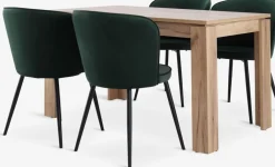 Mesas De Comedor|Conjuntos De Comedor>JYSK LINTRUP + RISSKOVMesa LINTRUP L140 roble salvaje + 4 RISSKOV terciopelo verde Verde oscuro+Negro