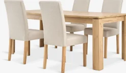 Mesas De Comedor|Conjuntos De Comedor>JYSK LINTRUP + TUREBYMesa LINTRUP L190/280 roble salvaje + 4 sillas TUREBY beis