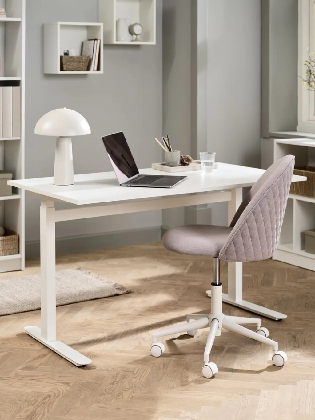 Escritorios|Escritorios Elevables>JYSK LUNDTOFTEscritorio elevable gas LUNDTOFT 70x130 Blanco