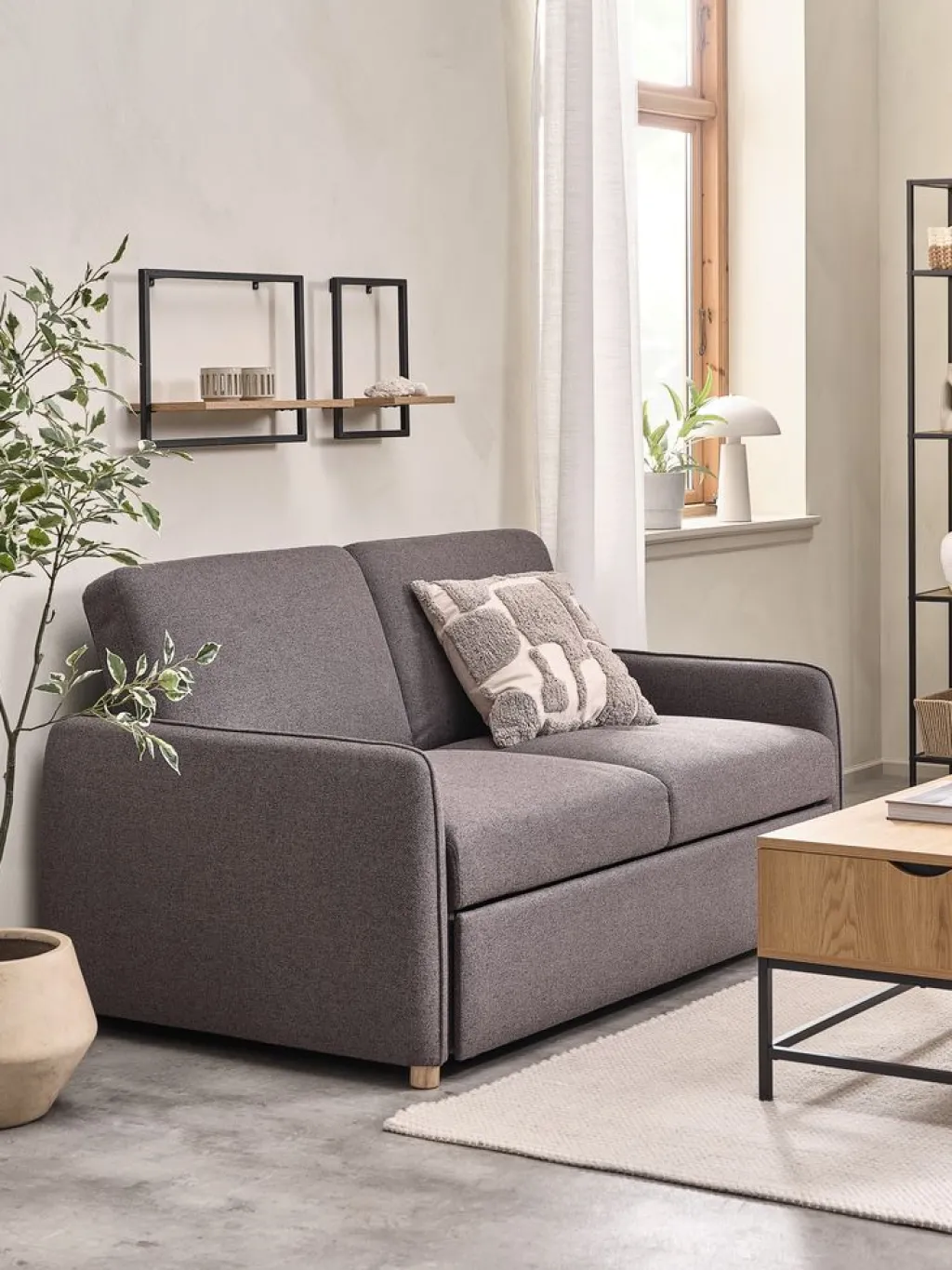 Sofás Cama|Sofás Cama>JYSK LYSTRUPSofá cama LYSTRUP 2 plazas tela gris oscuro