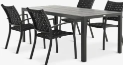 Conjuntos Mesa Y Sillas De Jardín>JUTLANDIA MADERUP + GLOMFJORDMesa MADERUP L205 + 4 sillas GLOMFJORD negro
