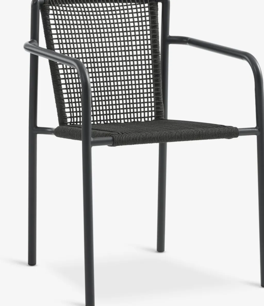 Conjuntos Mesa Y Sillas De Jardín>JYSK MADERUP + KRISTIANSTADMesa MADERUP L150 negro + 4 sillas KRISTIANSTAD verde
