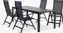 Conjuntos Mesa Y Sillas De Jardín>JUTLANDIA MADERUP + LOMMAMesa MADERUP L205 negro + 4 sillas LOMMA negro