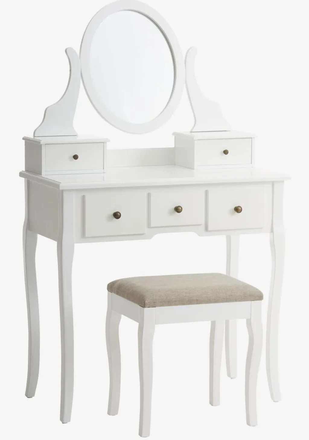 Consolas|Consolas>JYSK MALLINGTocador + taburete MALLING con espejo blanco/beis
