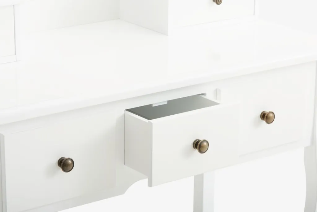 Consolas|Consolas>JYSK MALLINGTocador + taburete MALLING con espejo blanco/beis