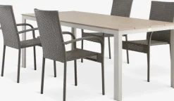 Conjuntos Mesa Y Sillas De Jardín>JYSK MARIELYST + GUDHJEMMesa MARIELYST L205 beis + 4 sillas GUDHJEM natural Beige