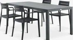 Conjuntos Mesa Y Sillas De Jardín>JYSK MARIELYST + INGSTRUPMesa MARIELYST L205 + 4 sillas INGSTRUP negro Gris