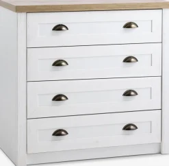 Cómodas|Cómodas>JYSK MARKSKELCómoda 4 cajones MARKSKEL blanco/color roble salvaje natural