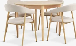 Mesas De Comedor|Conjuntos De Comedor>JYSK MARSTRAND + EJSINGMesa MARSTRAND Ø110 roble natural + 4 sillas EJSING beis