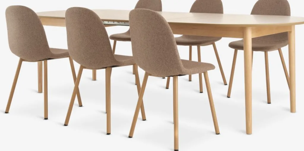 Mesas De Comedor|Conjuntos De Comedor>JYSK MARSTRAND + EJSTRUPMesa MARSTRAND L200/280 roble natural+4 EJSTRUP arena oscuro