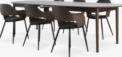 Mesas De Comedor|Conjuntos De Comedor>JYSK MARSTRAND + HVIDOVREMesa MARSTRAND L200/280 roble oscuro + 4 HVIDOVRE roble