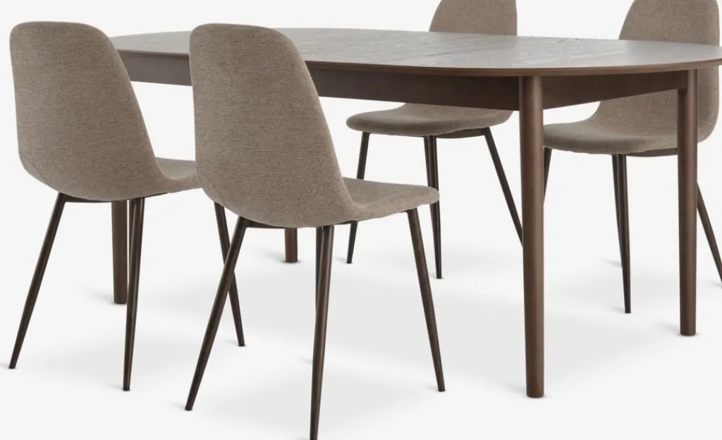Mesas De Comedor|Conjuntos De Comedor>JYSK MARSTRAND + JONSTRUPMesa MARSTRAND L200/280 roble oscuro + 4 JONSTRUP beis Beige+Roble oscuro