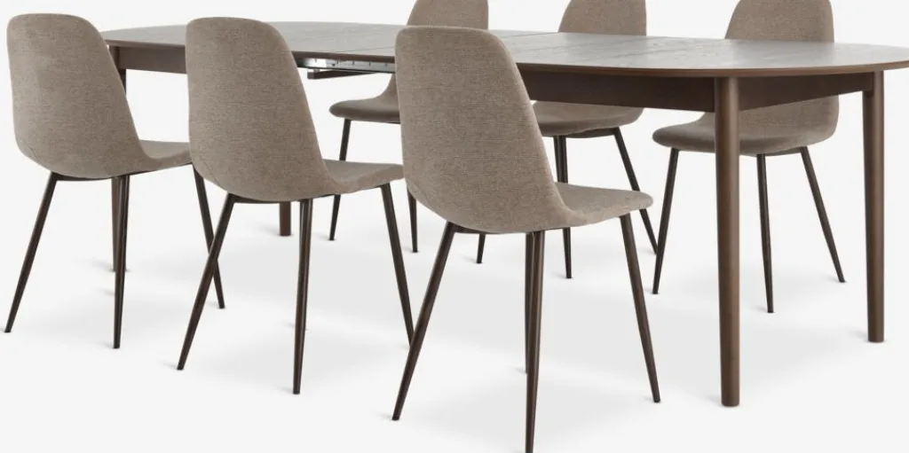 Mesas De Comedor|Conjuntos De Comedor>JYSK MARSTRAND + JONSTRUPMesa MARSTRAND L200/280 roble oscuro + 4 JONSTRUP beis Beige+Roble oscuro