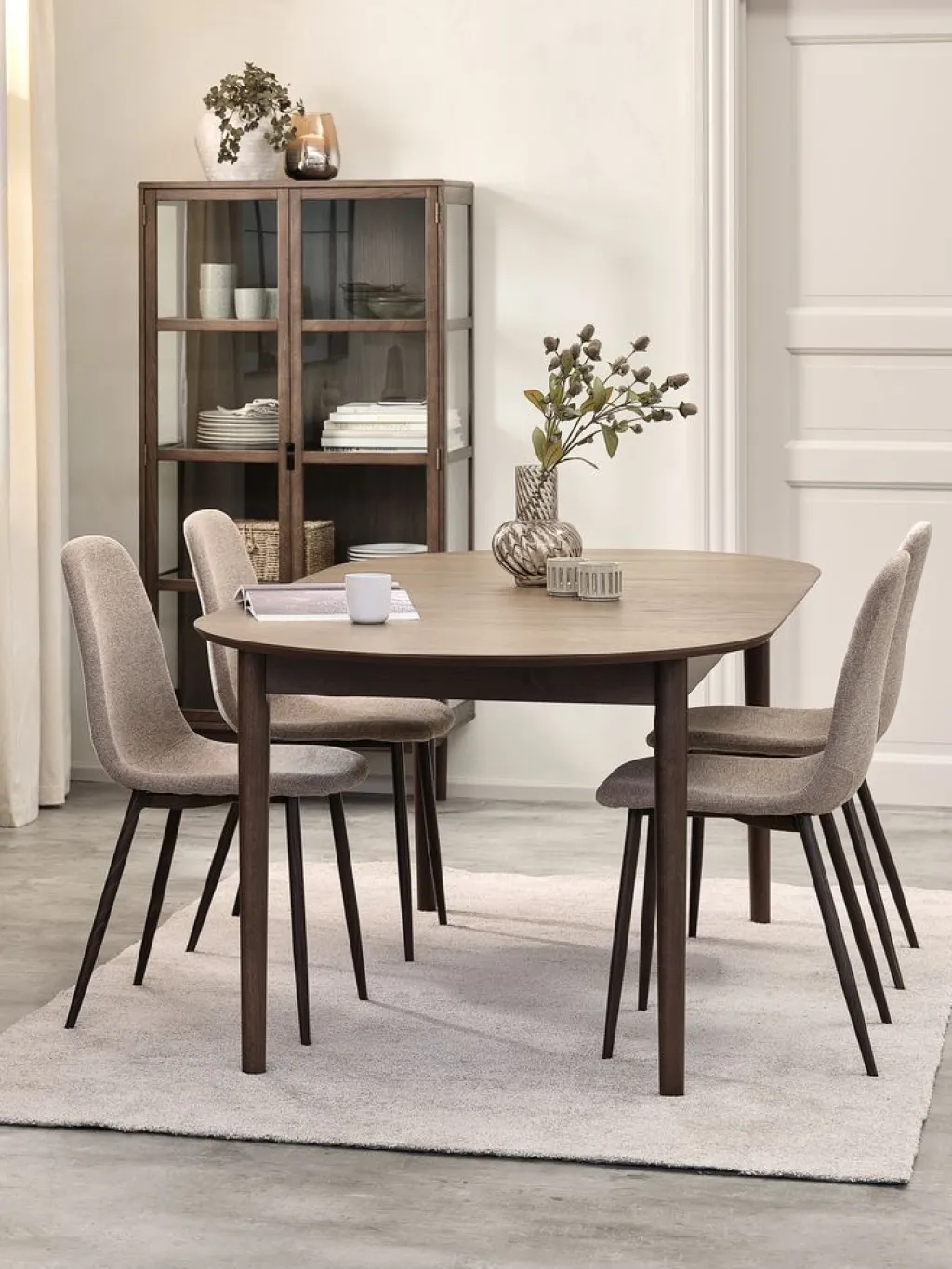 Mesas De Comedor|Conjuntos De Comedor>JYSK MARSTRAND + JONSTRUPMesa MARSTRAND L200/280 roble oscuro + 4 JONSTRUP beis Beige+Roble oscuro