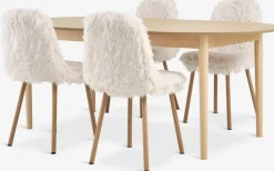 Mesas De Comedor|Conjuntos De Comedor>JYSK MARSTRAND + JONSTRUPMesa MARSTRAND L200/280 roble + 4 sillas JONSTRUP felpa Blanco roto+Roble natural