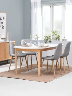 Mesas De Comedor|Conjuntos De Comedor>JYSK MARSTRAND + JONSTRUPMesa MARSTRAND L200/280 blanco + 4 JONSTRUP gris Blanco+Natural